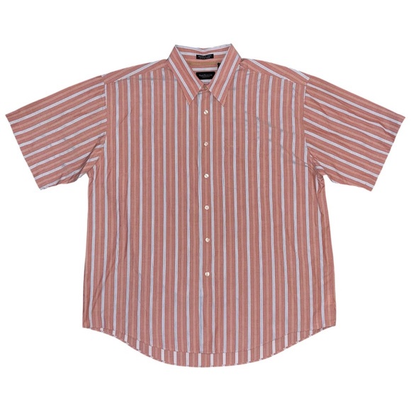 Van Heusen Mens XL Wrinkle Free Stain Resistant Short Sleeve Striped Button Down - Picture 1 of 11